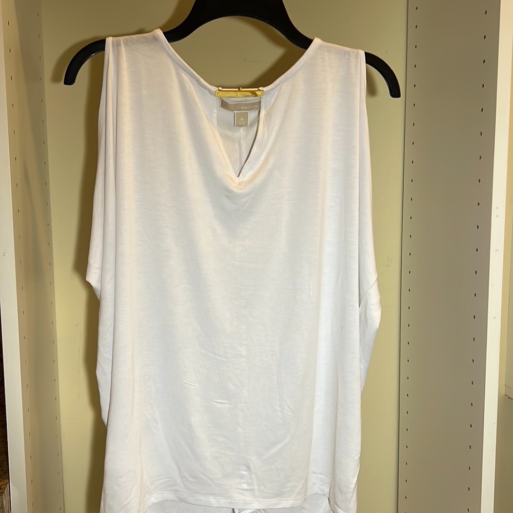 Michael Kors White Knit Blouse with Gold Tone Hardware